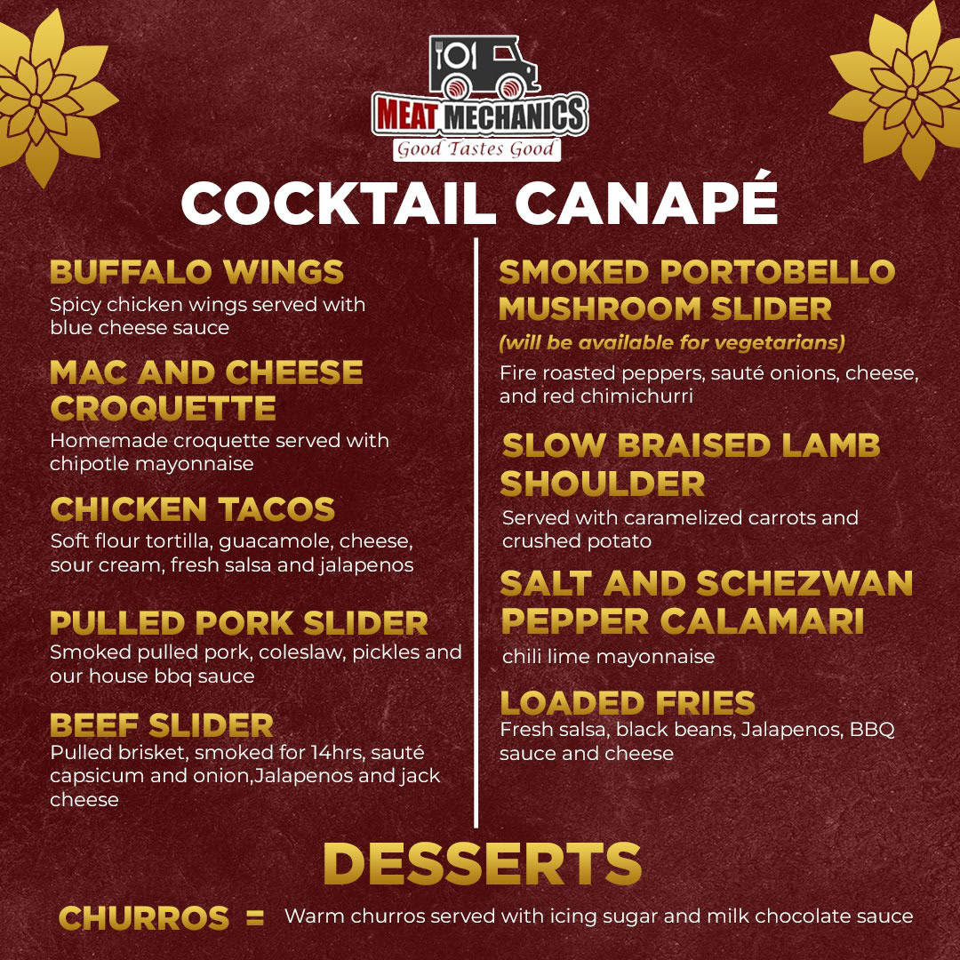 Cocktail Canapé Menu Melbourne Meat Mechanics Catering